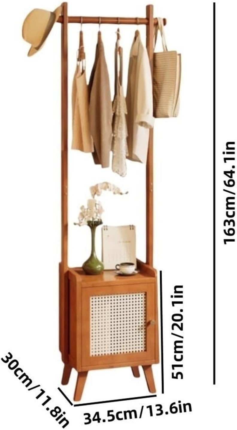 Coat Rack with Storage Cabinet Hanging Clothes Rack with Cabinet Laundry Racks Coat Holder for Entryway Decor