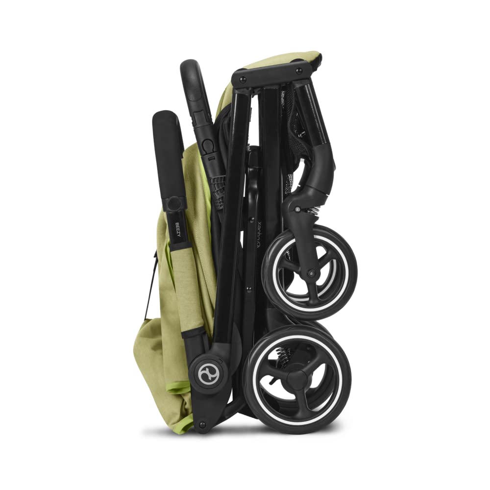 Cybex Gold Kinderwagen Beezy mit One-Pull Harness, Ab Geburt bis ca. 4 Jahre (max. 22 kg), Kompakt und ergonomisch, Magic Black (Schwarz mit schwarzem Rahmen)