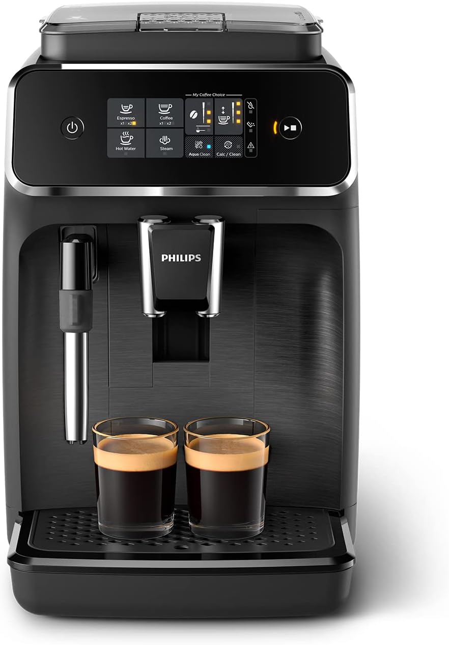 Philips 2200 Series Macchina da Caffè Automatica - Montalatte Classico, Display Touch Intuitivo, Nero Opaco (EP2220/10)