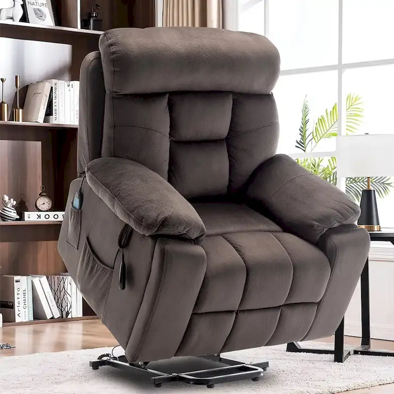 Large Electric Massage Lift Recliner with Heat, Hidden Cup Holder