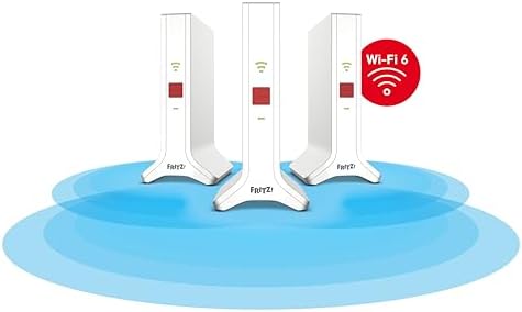 FRITZ!Mesh Set 4200 3er-Set (3x FRITZ!Repeater, ideal für Internetrouter oder Glasfasermodem (ONT), WLAN-Abdeckung für 5 - 7 Räume, Triband Wi-Fi 6 mit bis zu 4.200 MBit/s, internationale Version)