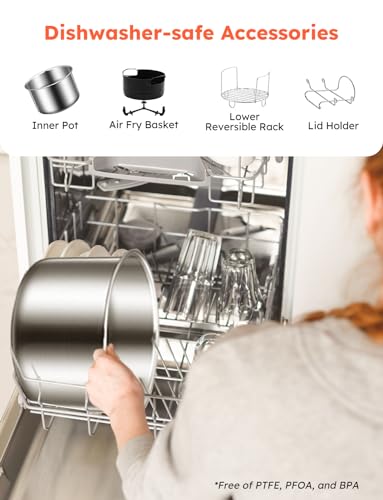 Nuwave Duet Air Fryer and Electric Pressure Cooker Combo with 2 Switchable Lids, 300 FoolProof One Touch Presets, Crisp&Tender Tech, 6QT Heavy duty Stainless Steel Pot, 15  Safety Features : Home & Kitchen