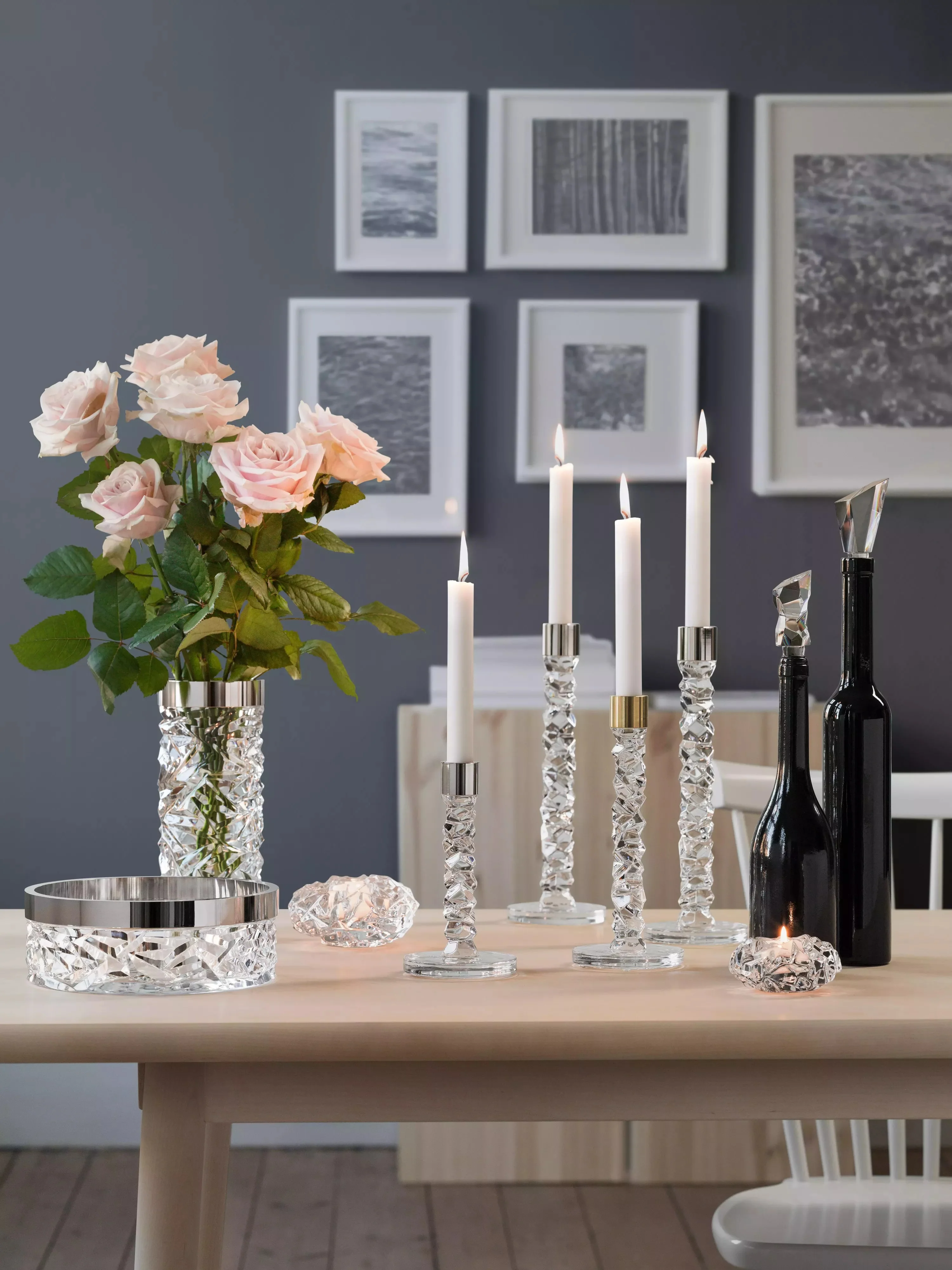 Carat Candlestick, Pair Medium in Silver