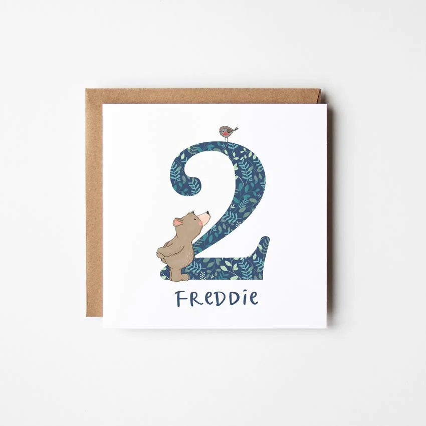 Bear��s Personalised Birthday Card with a Number