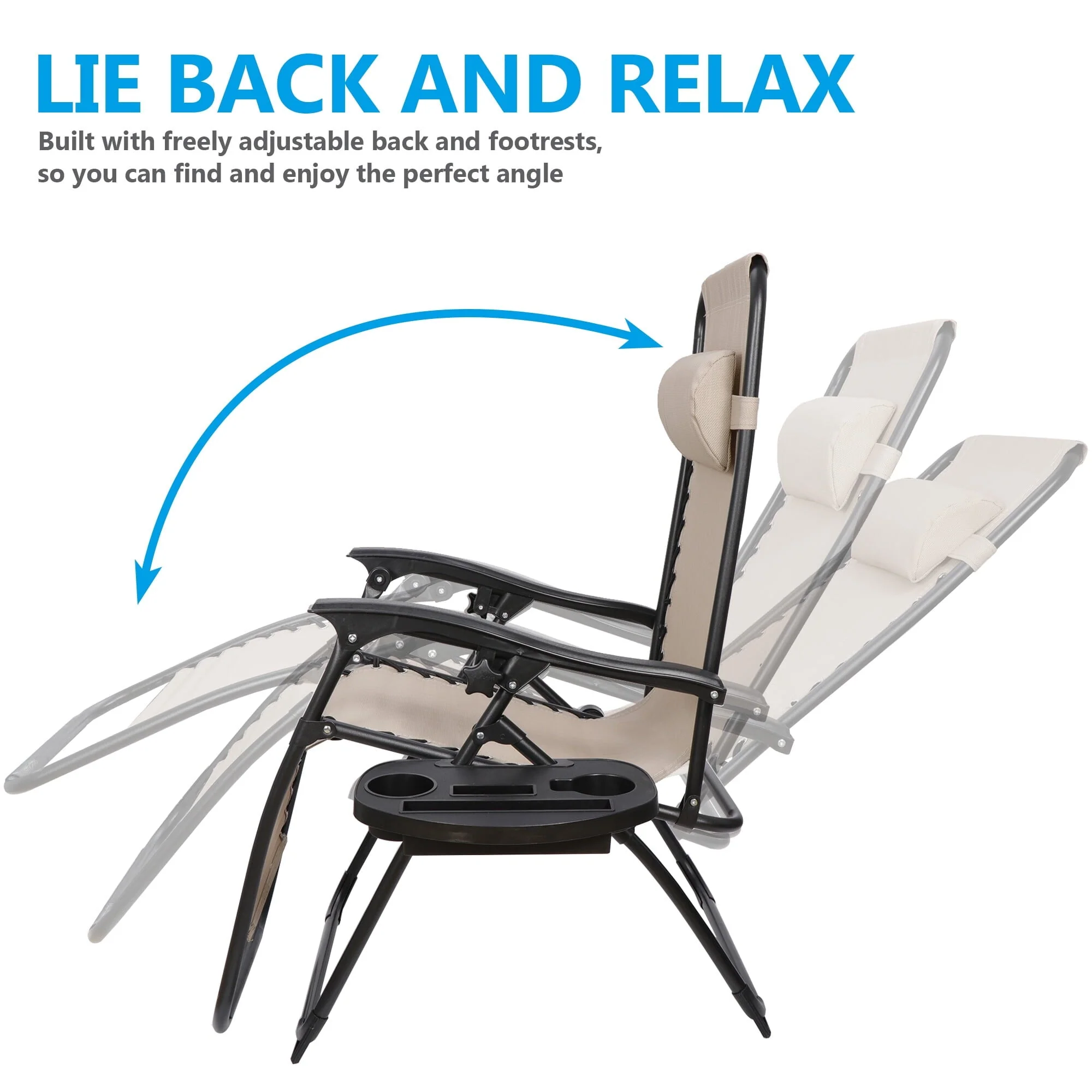 HomGarden 2 Pack Steel Zero-Gravity Chair - Beige