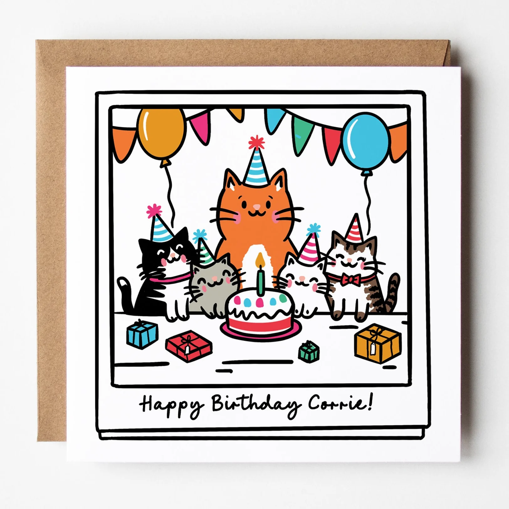Personalised Cat Birthday Party Card