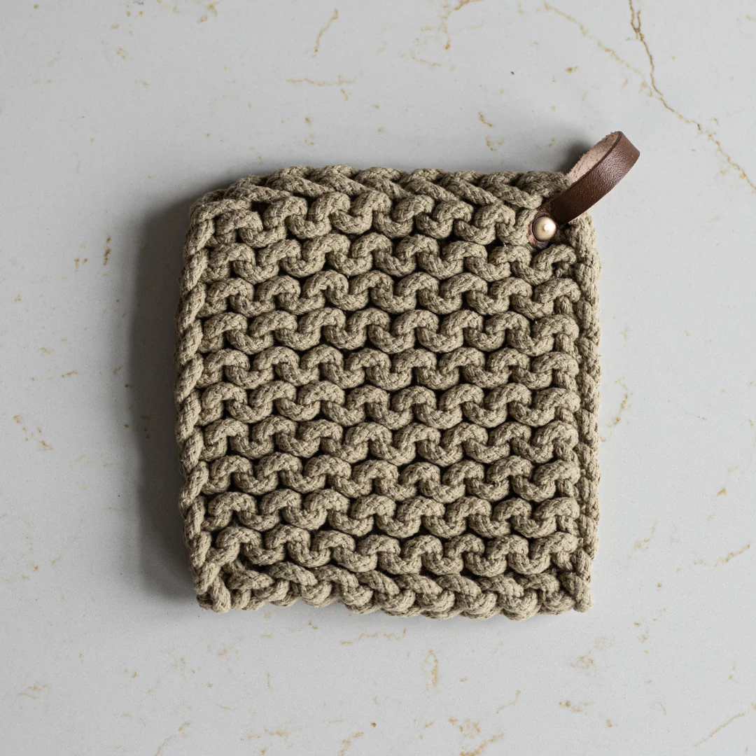 Olive Knitted Pot Holder