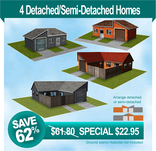 4 semi detached scale model houses to build