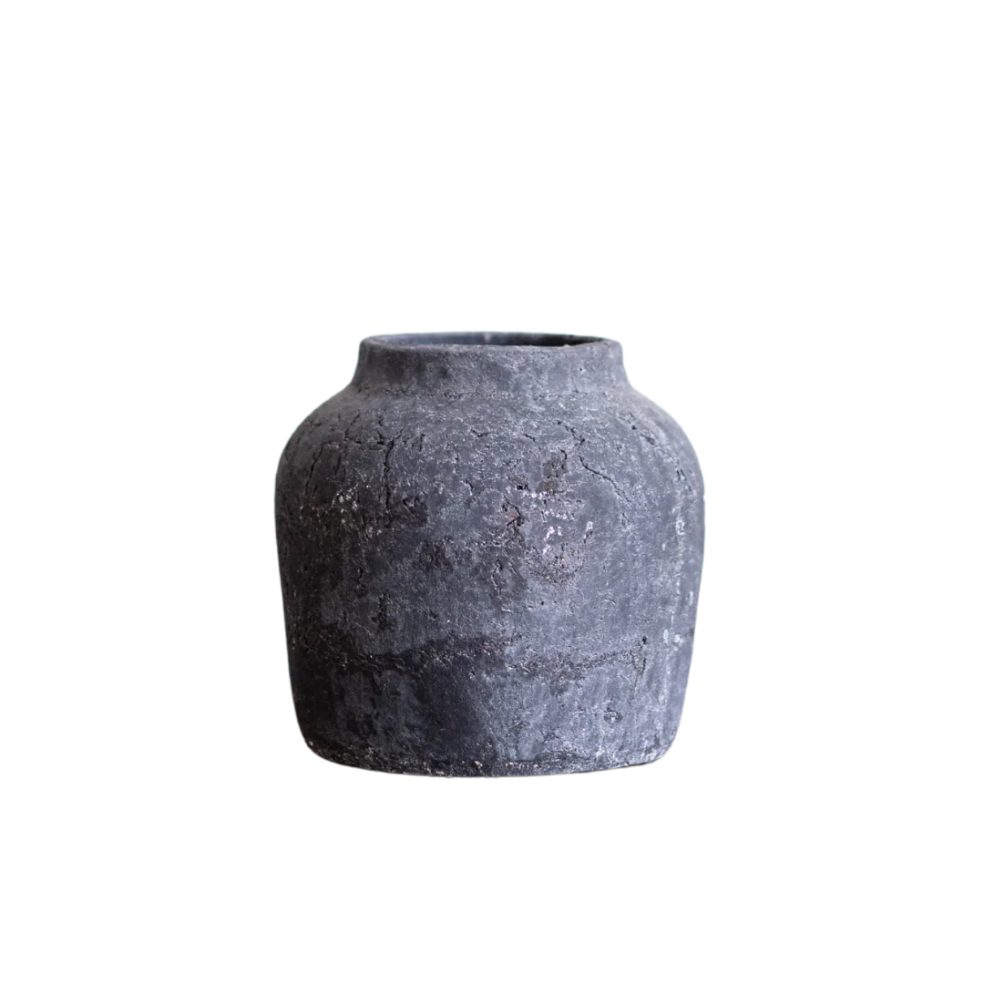 Antique Inspired Charcoal Ginger Vase