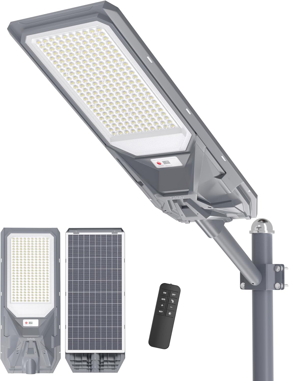 Gefolly SL-9000W Solar Straßenlaterne mit Fernbedienung, 6500K Strahler Außen mit Bewegungsmelder, IP67 Solarlampen Wegeleuchte im Freien für Gärten Garage