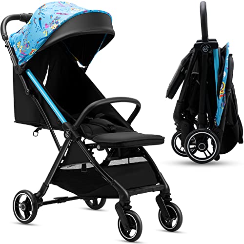 Royal Baby Passeggino leggero con piega compatta, passeggino da viaggio per aeroplano, passeggino con tettuccio oversize con parasole, blu : Prima infanzia