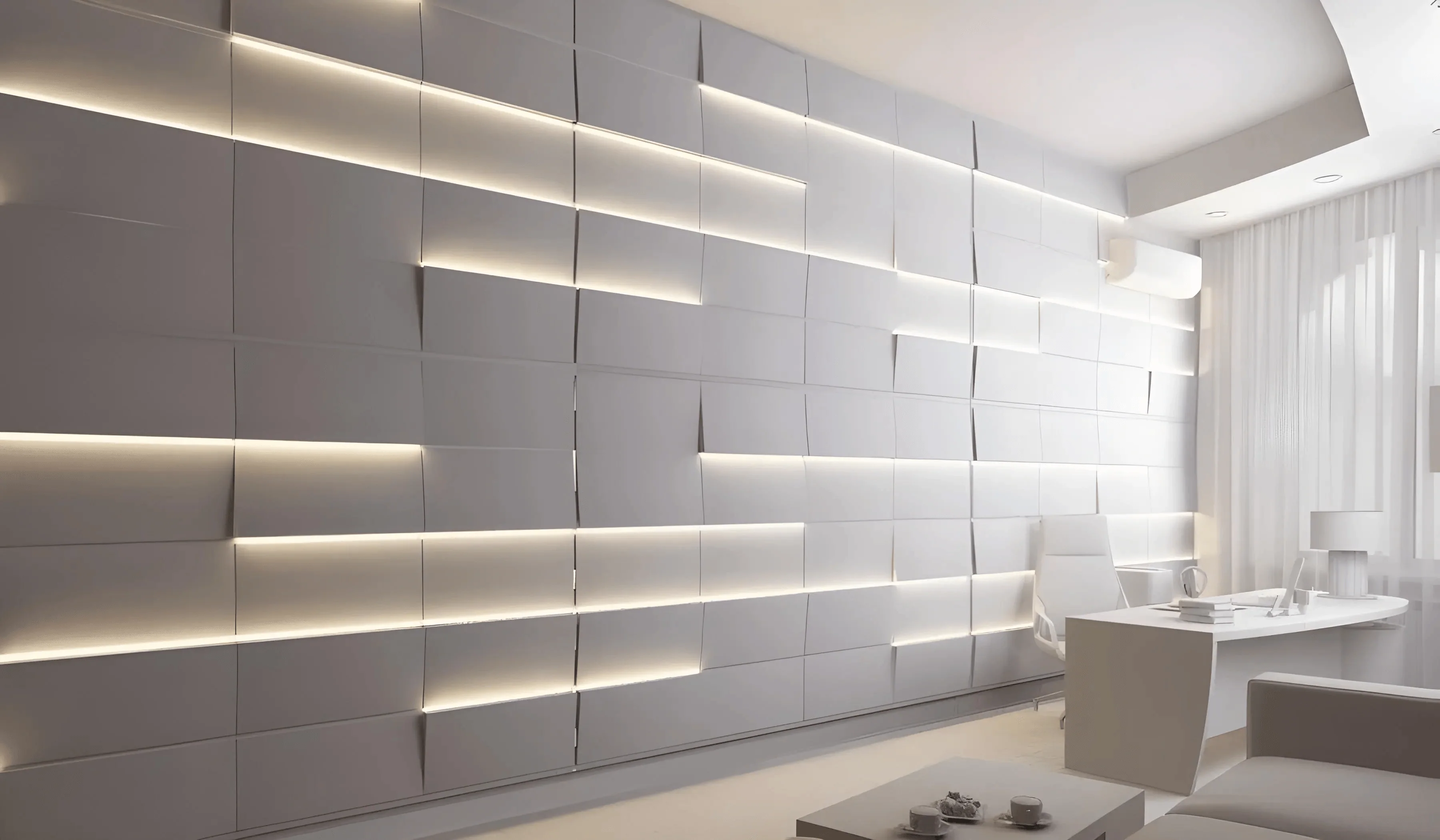 GYPSUM 3D WALL PANEL | SLATE + LED 0073