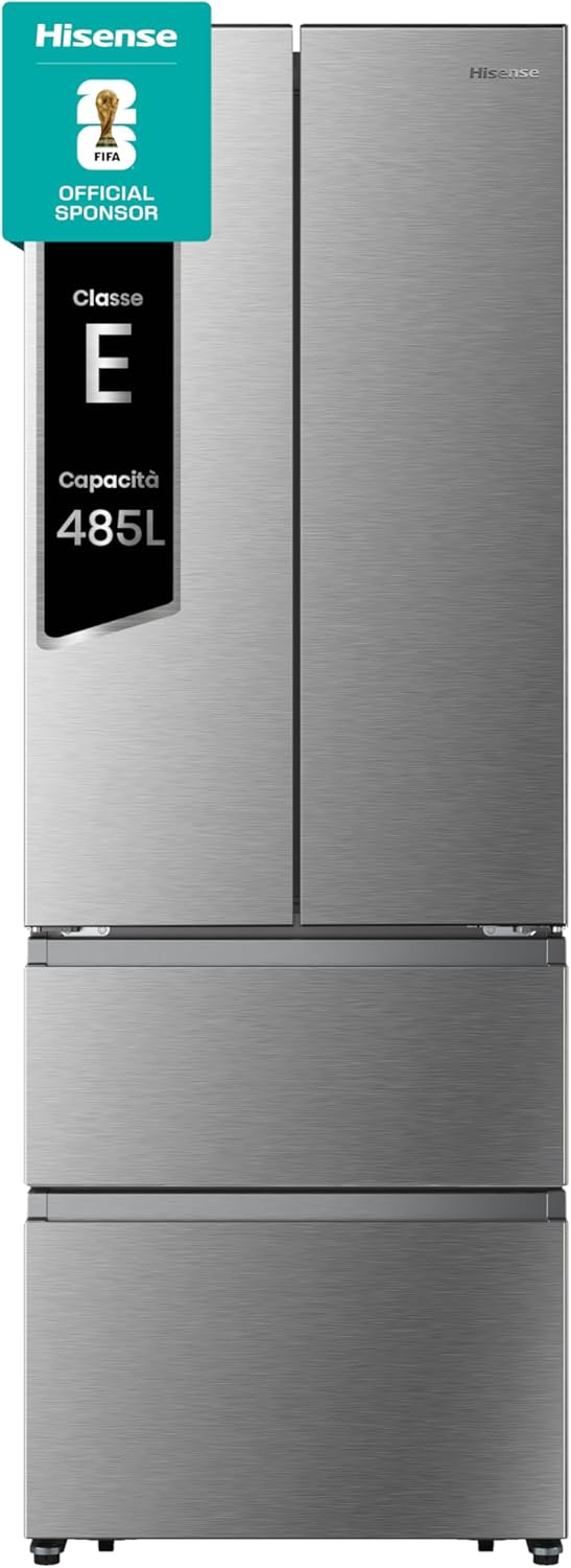 Hisense RF632N4BCE French Door Refrigerator, 485 Litres, Reduced Depth 70 cm, Stainless Steel, Total No Frost, Energy Class E