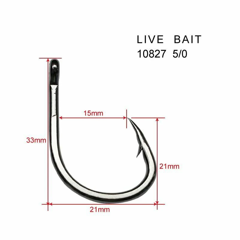 20Pcs Chemically Sharpened 4X Strong Live Bait Hooks Size 5/0 Fishing Tackle