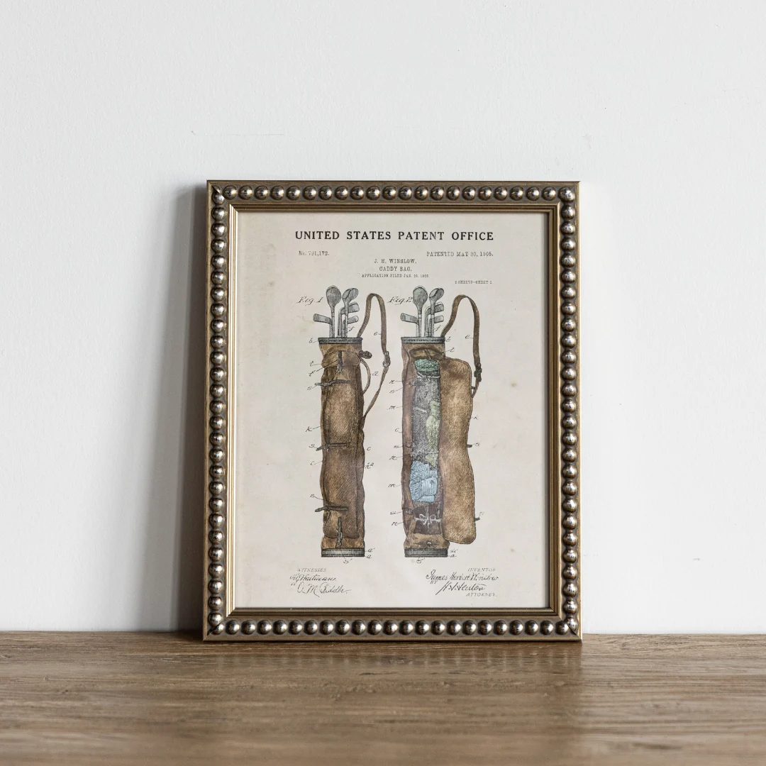 Vintage Watercolor Golf Bag Framed Art