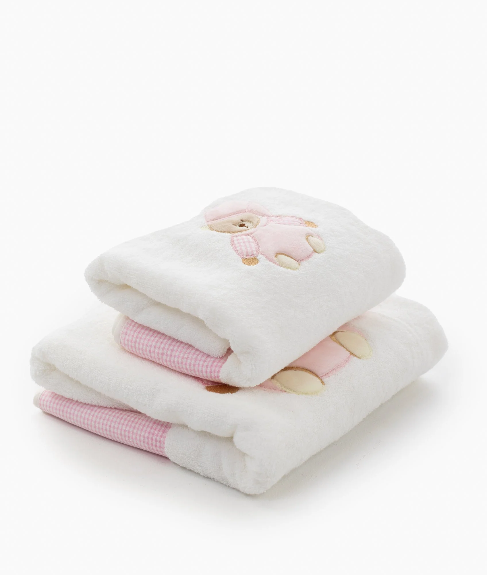 2pc Towel Set | White & Pink