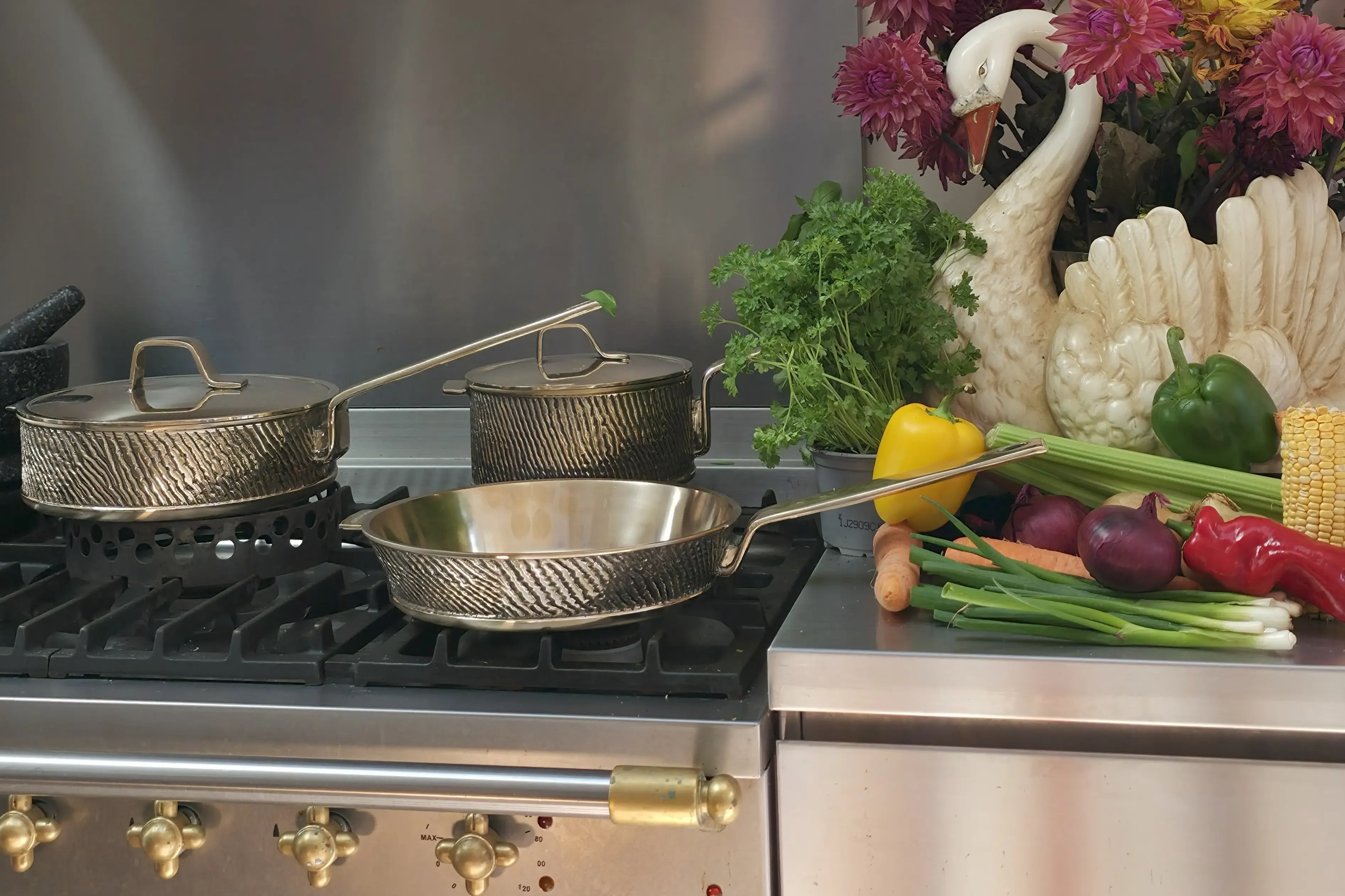 Luxury Uncoated Kansa Bronze 3-Piece Cookware Set