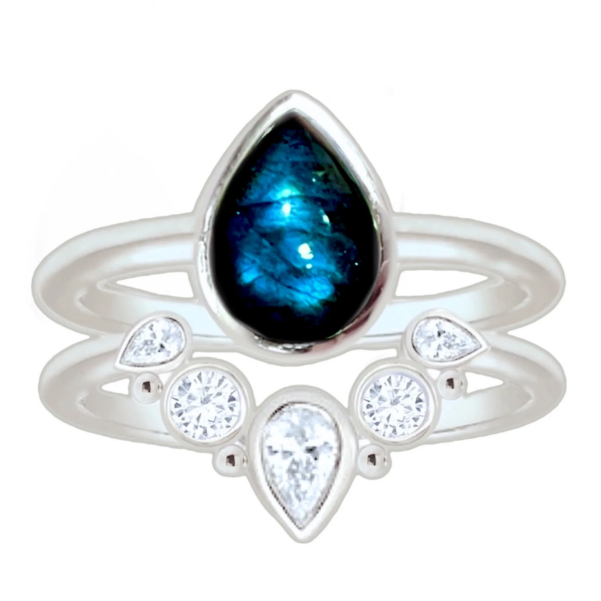 Laihas Queen Of Cups Topaz and Labradorite Ring Set