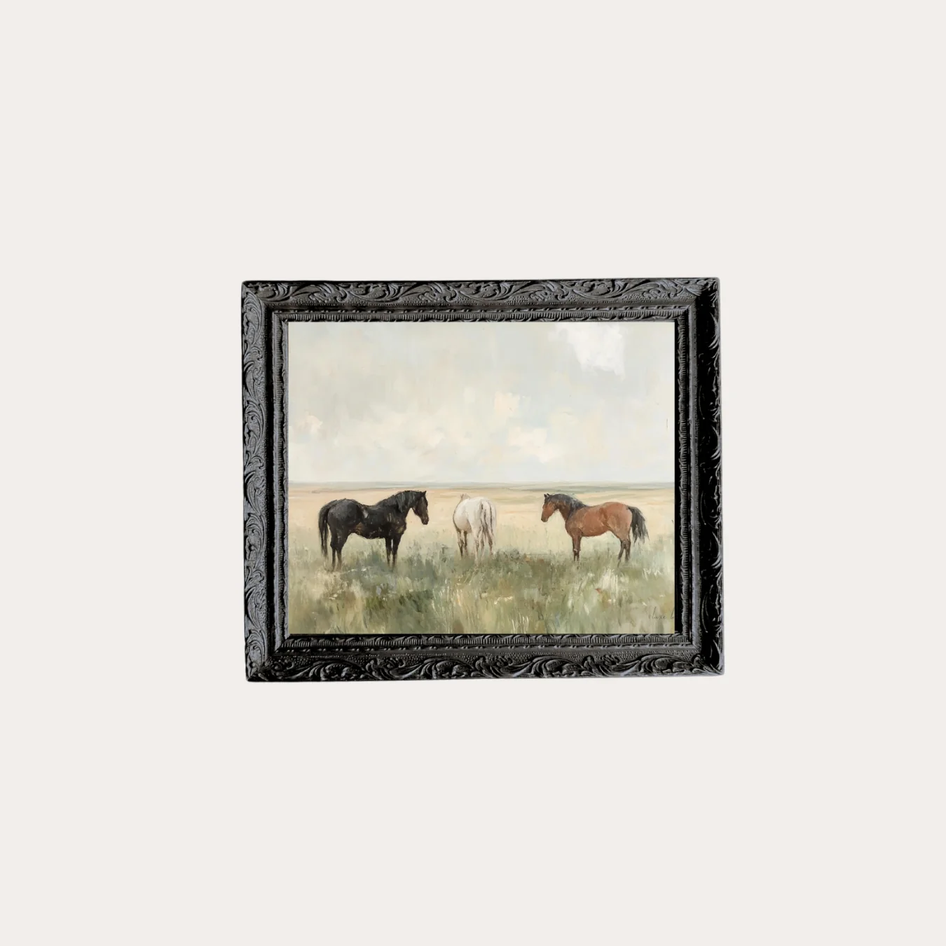 Horse Pasture | French Black Mould Framed Art