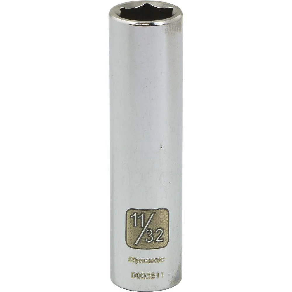 Dynamic D003511  ~  1/4 Inch Drive 6 Point 11/32 Inch Deep Chrome Socket