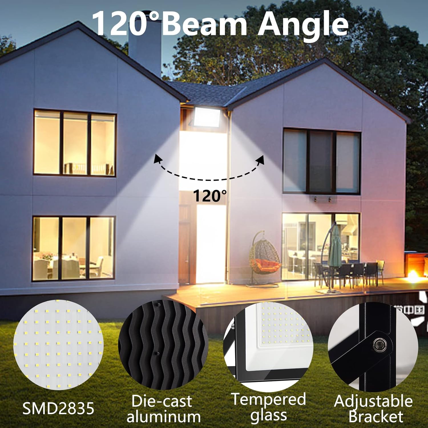 10er 200W LED Strahler Außen 20000LM Superhell led strahler 6000K Kaltweiß IP65 Wasserfest led scheinwerfer,Ultradünnes für Sportplatz Garage Garten Hinterhof Flur