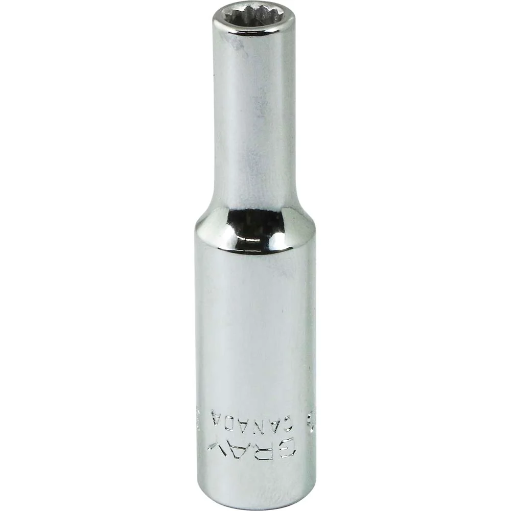 Gray VL107  ~  7/32 Inch x 1/4 Inch Drive 12 Point Deep Length Chrome Finish Socket
