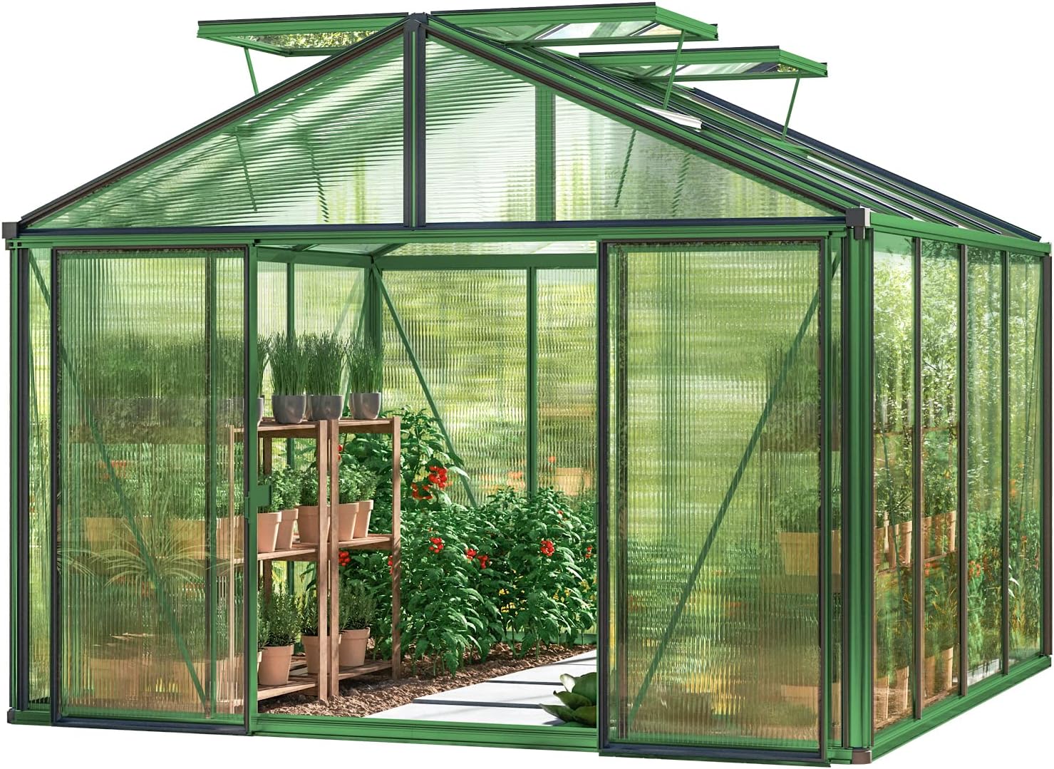 GFP Serra Asteria 22 Premium 311 x 311 cm, lastre a doppia parete spesse 16 mm, colore verde muschio
