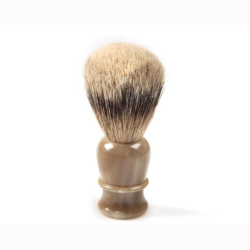 Hand-Tied Shaving Brush with Genuine Blond Horn Handle