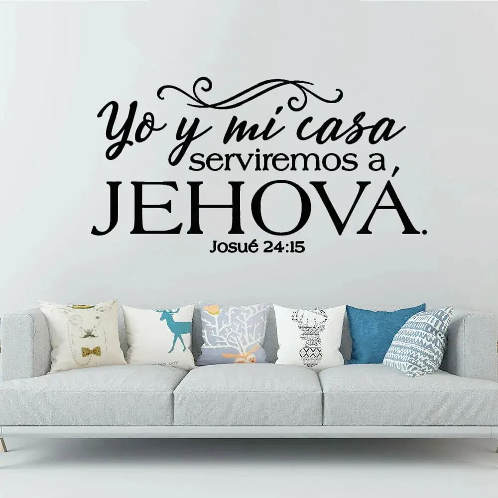 Josue 24:15 Spanish Bible Verse Family Wall Sticker | Christian Scripture Art | Decor for Bedroom Bathroom Kitchen Living Room
