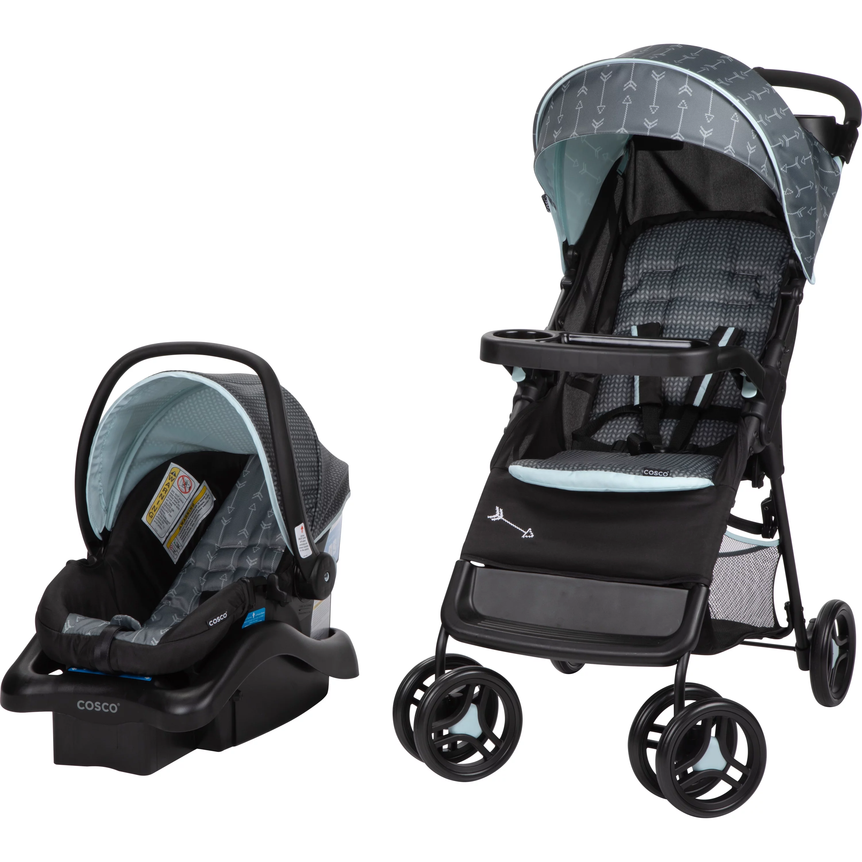 Cosco Kids Lift & Stroll DX Travel System, Gray Arrows, Toddler, Unisex