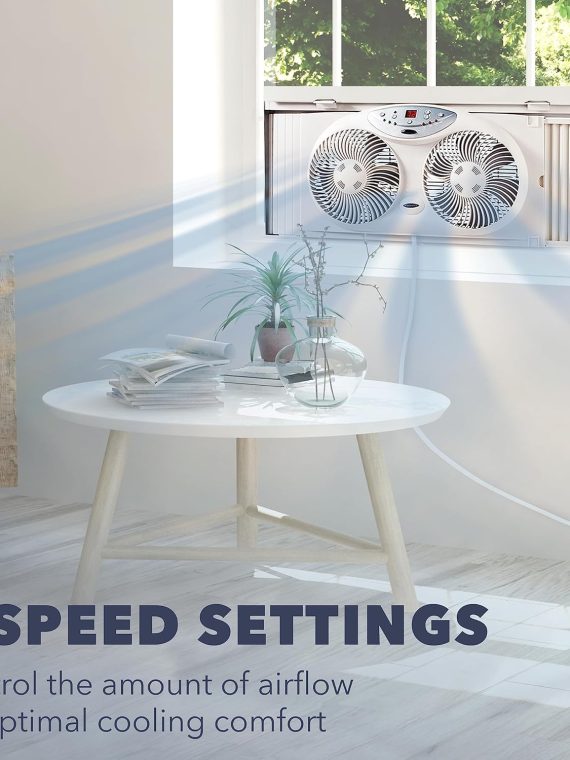 2025 Bionaire 8.5′′ Twin Window Fan with Reversible Airflow  3 Speeds  Remote Control