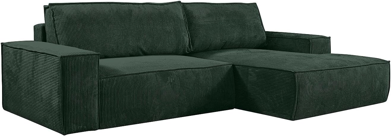 Vente-unique Ecksofa mit Schlaffunktion - Kord - Gr«¨n - Ecke Rechts - Amelia von Pascal MORABITO