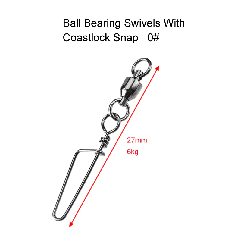 20 X Size0# Ball Bearing Swivels with Coastlock Snap Fishing Tackle