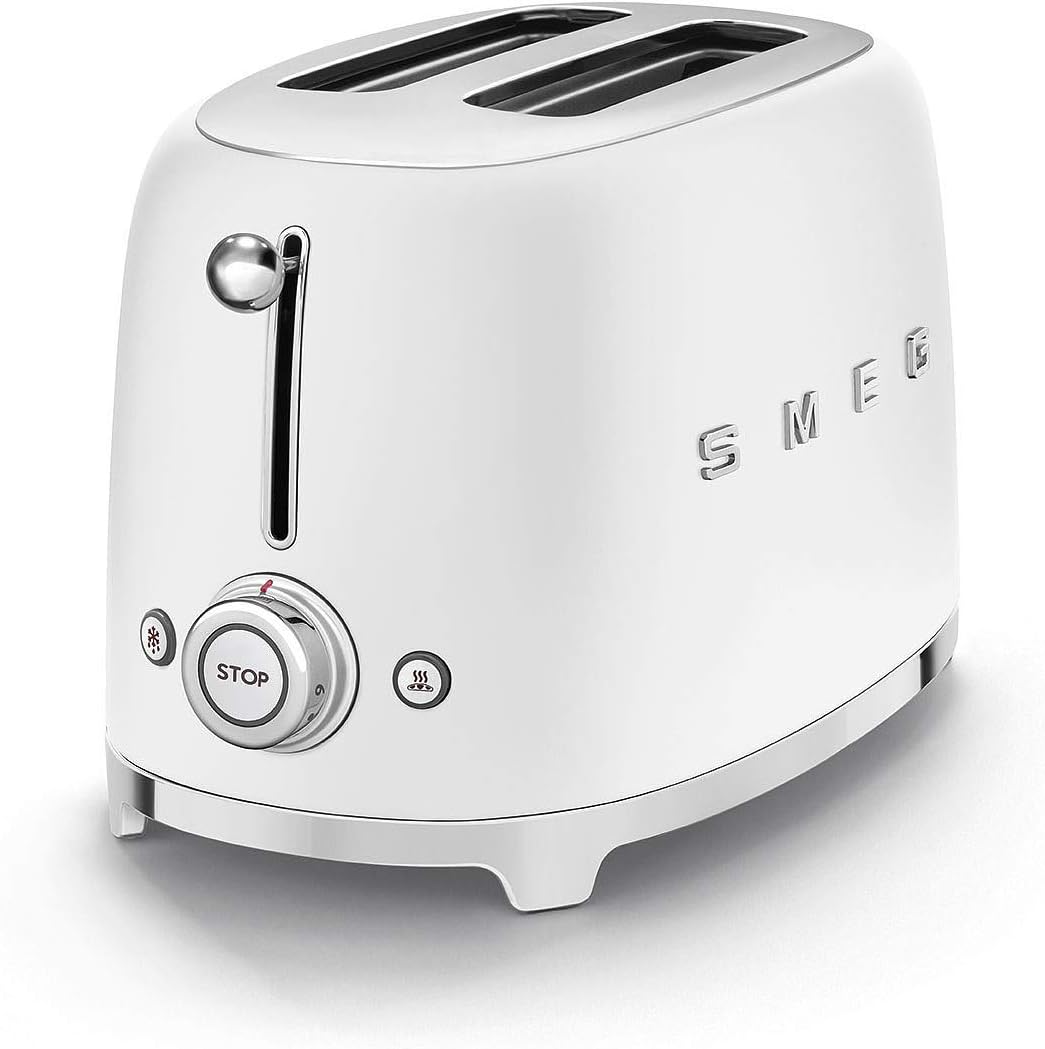 Smeg TSF01WHMEU Toaster for Two Slices of Bread and with a Power of 950 W TSF01WHMEU-white matt, Steel, Black