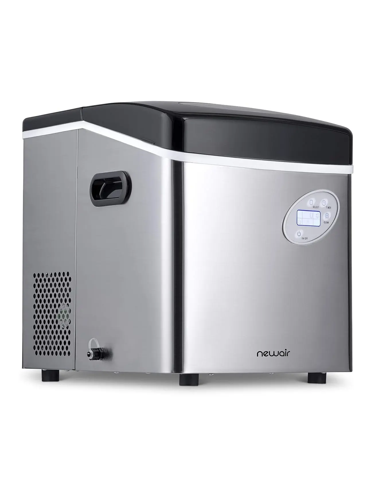 Newair Portable Ice Maker 50 lb. Daily, 12 Cubes in Under 7 Minutes - Compact Countertop Design - 3 Size Bullet Shaped Ice - for Kitchen/Office/RV/Bar - Stainless Steel