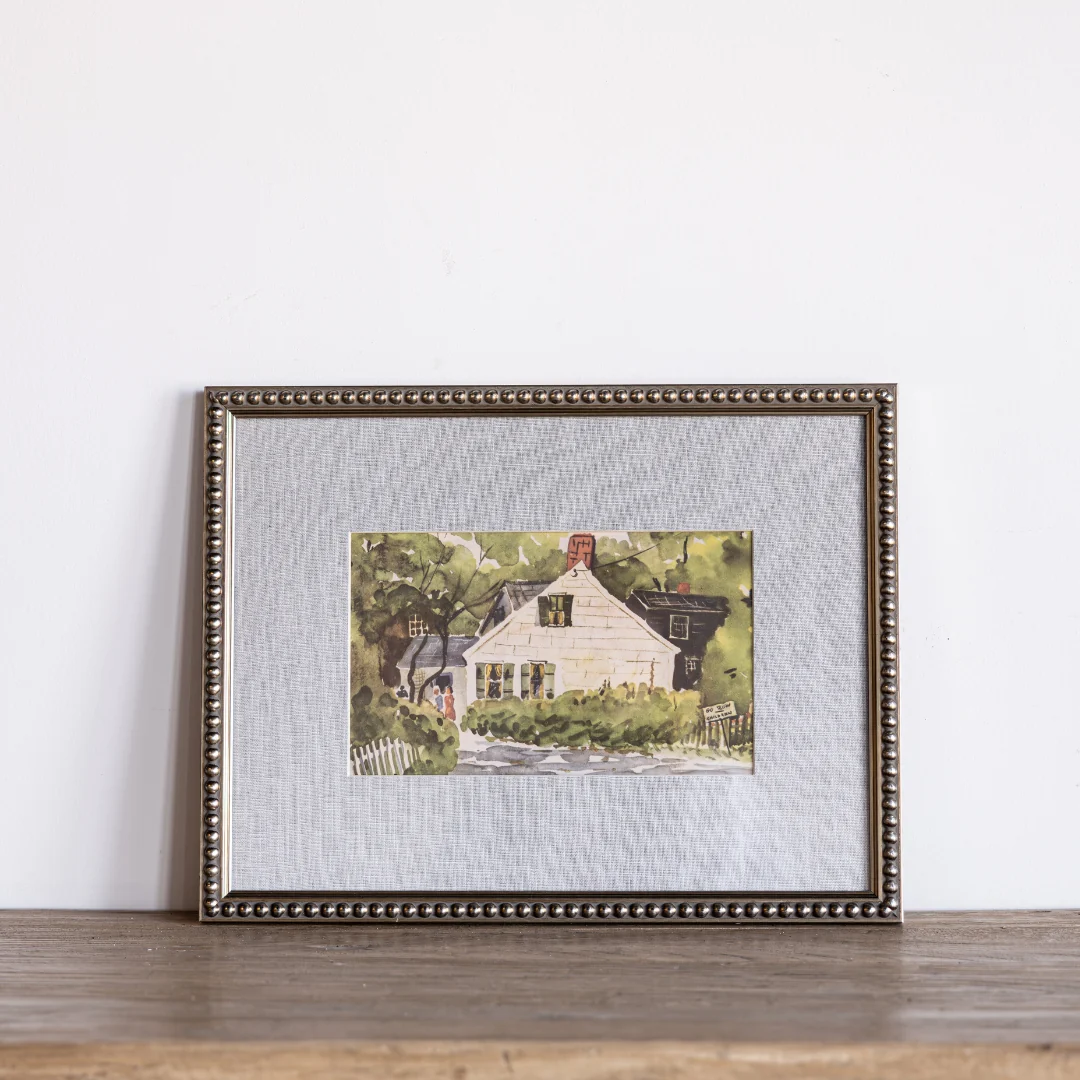 Vintage Watercolor Summer Cottage Framed Art