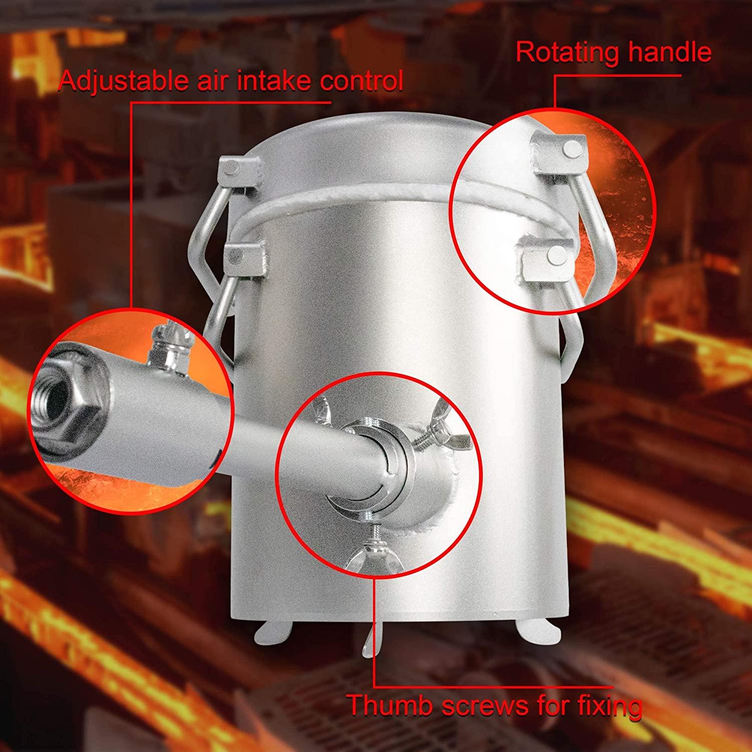 Propane Melting Furnace Kits, 6kg(13LB) Graphite Crucible, Up to 2372��F, Made of Steel Barrel, Smelt Metal,with Goggles and High Temperature Gloves