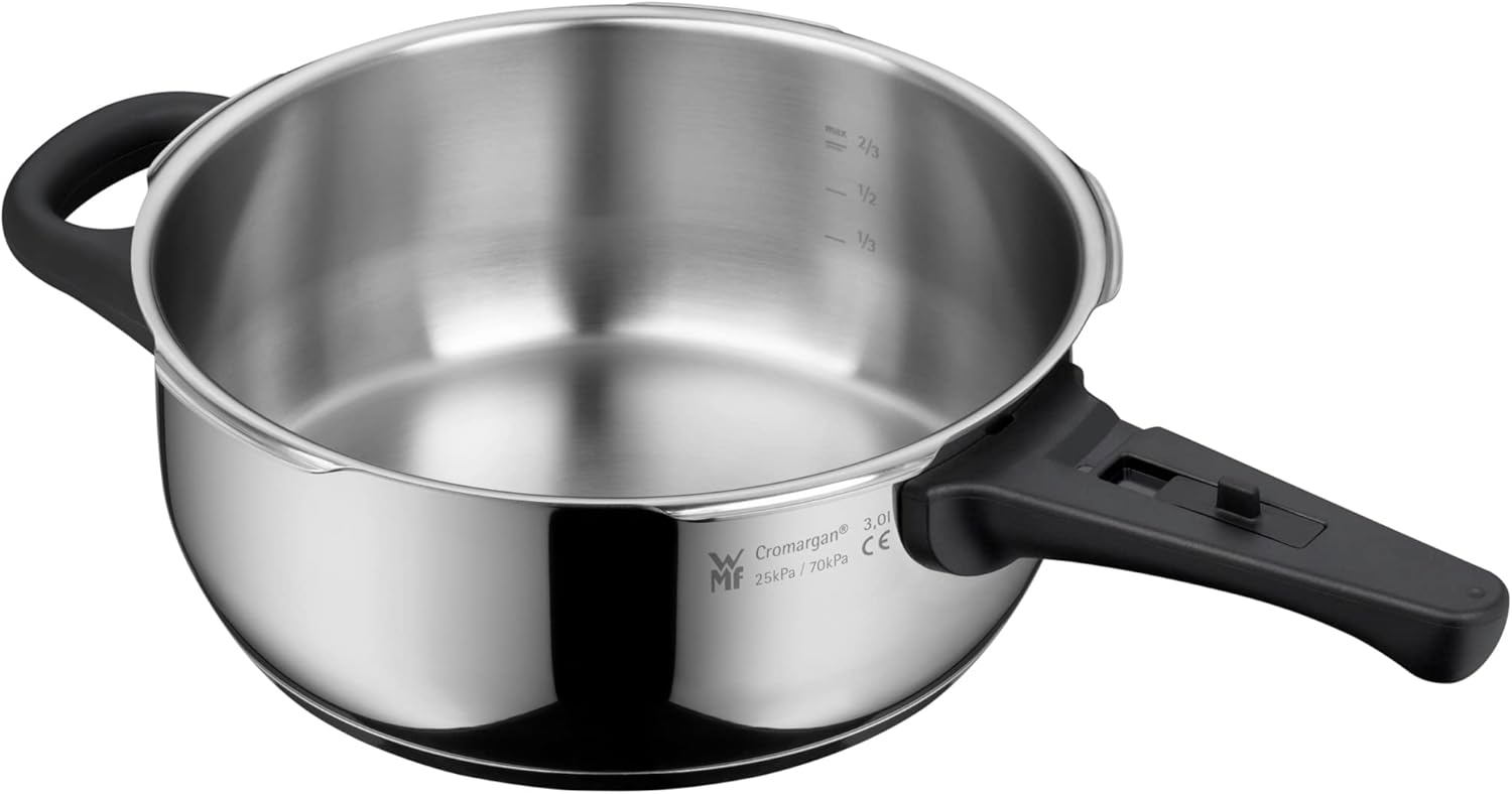 WMF Perfect One Pot Schnellkochtopf Induktion Set 2-teilig, Dampfkochtopf 4,5l, 3l, großes Kochsignal, 2 Kochstufen, abnehmbarer Deckelgriff, für alle Herdarten geeignet, Edelstahl