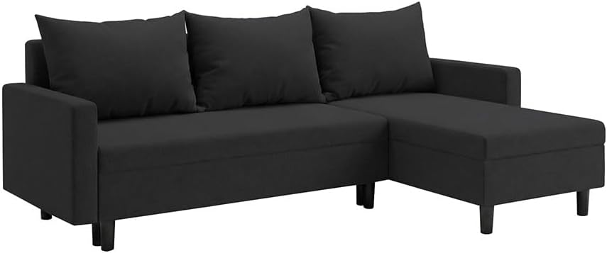 Oslo Ecksofa mit Schlaffunktion und Bettkasten, L-Form Sofa 215 cm kompakt und modern, universell Links oder rechts montierbar, hochwertige Couch, perfekt für Wohnzimmer (Graphit)