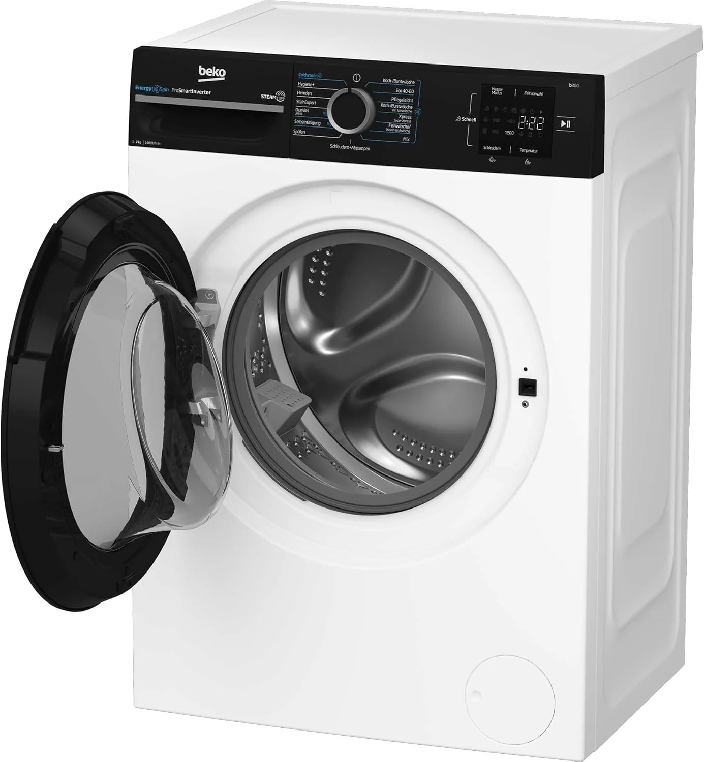 Beko WMC91464ST1 b300 Waschvollautomat, Waschmaschine, 9 kg, Bluetooth, ProSmart Inverter Motor, Dampffunktion, Pet Hair Removal, Watersafe+, Weiß