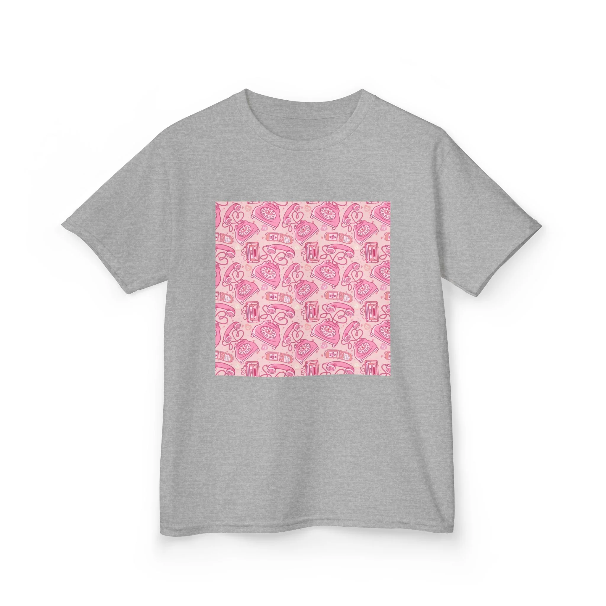 Pink Cute Animals Pattern Kids T-Shirt | Square Graphic Tee