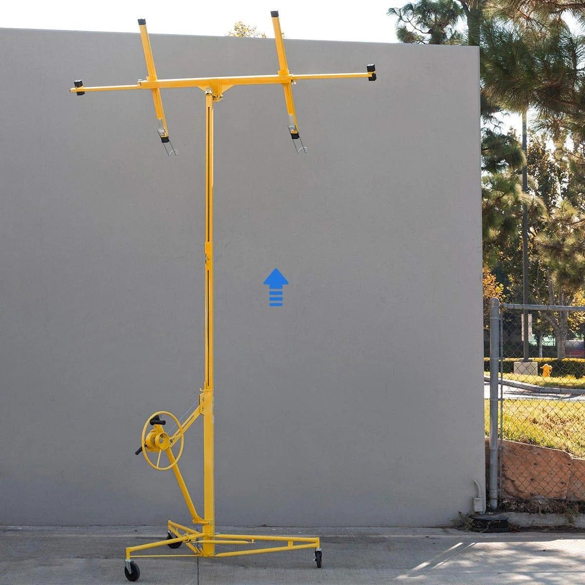 Stark USA 65044 65044 Drywall Lift 11' Yellow Rolling Sheetrock Panel Hoist Jack