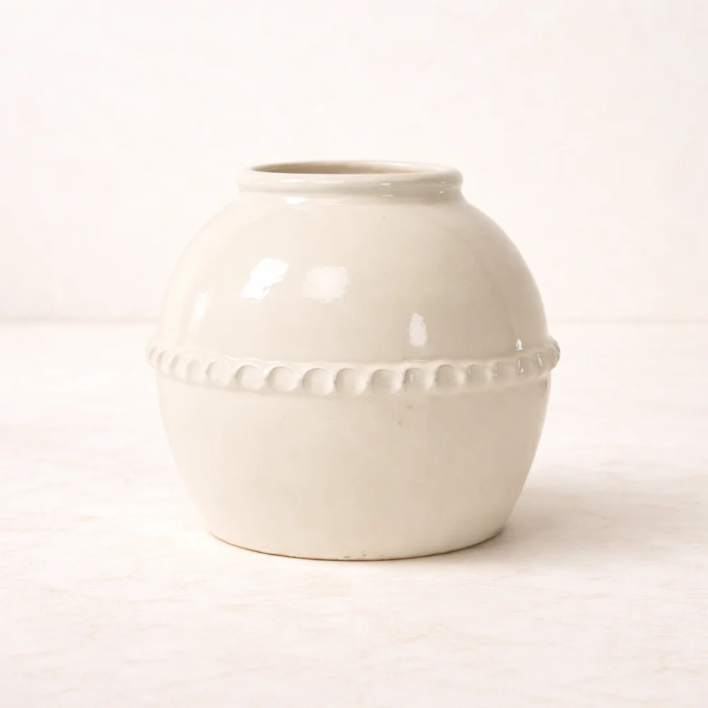 Ceramic Off White Decorative Lace Pot