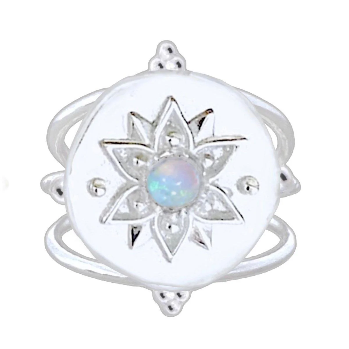 Laihas Intricate Vera May Sterling Silver Boho Ring- Genuine Opal Ring