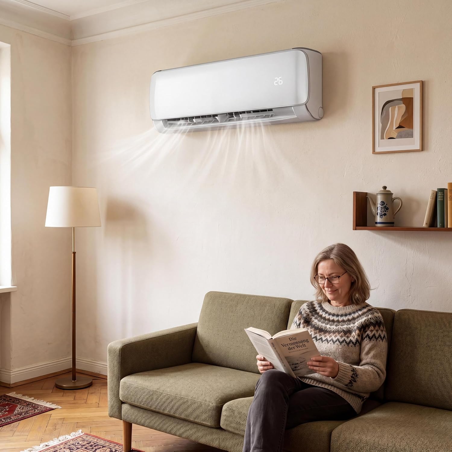 Garvee Klimaanlage Split mit App-Steuerung, 9000 BTU/h Kühlleistung (2600W), sehr leiser Betrieb, Energieeffizienz A++, inkl. Fernbedienung, Timer, Kältemittel R32, komplett mit Montagematerial, weiß