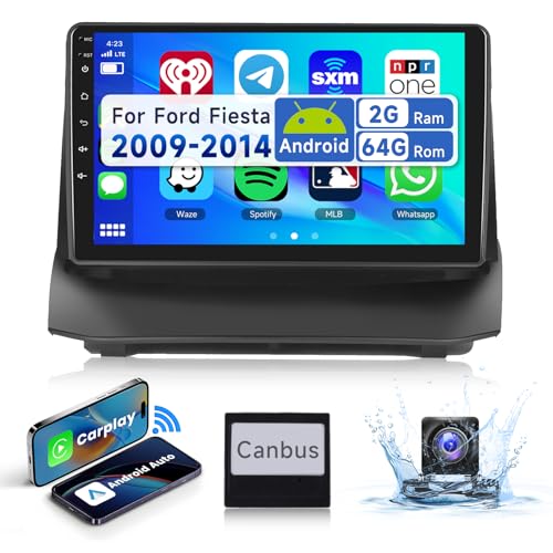 【2 64G】9'' Autoradio 2 Din Per Ford Fiesta 2009 2014 Con Carplay Android Auto senza fili Mirror link,Android 13 Auto Radio Con Schermo HiFi Bluetooth RDS/FM AHD Back up Camera CANBUS : Amazon.it: Elettronica