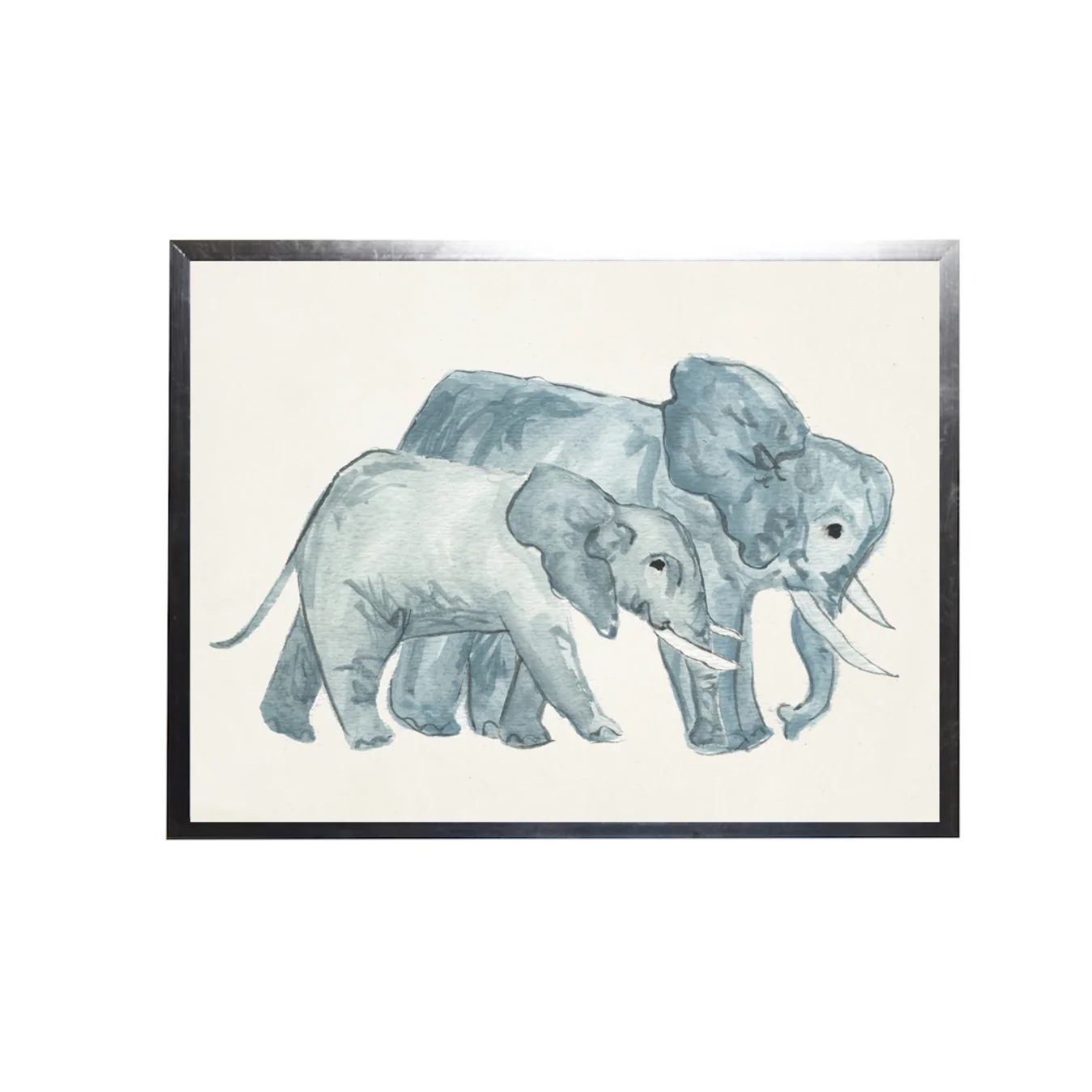 Vintage Watercolor Elephant Framed Art