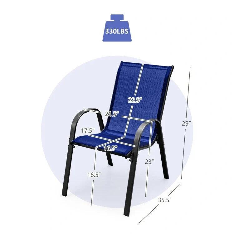 4 Pieces Stackable Patio Dining Chairs Set with Armrest - 29 x 21.5 x 35.5 (L x W x H)