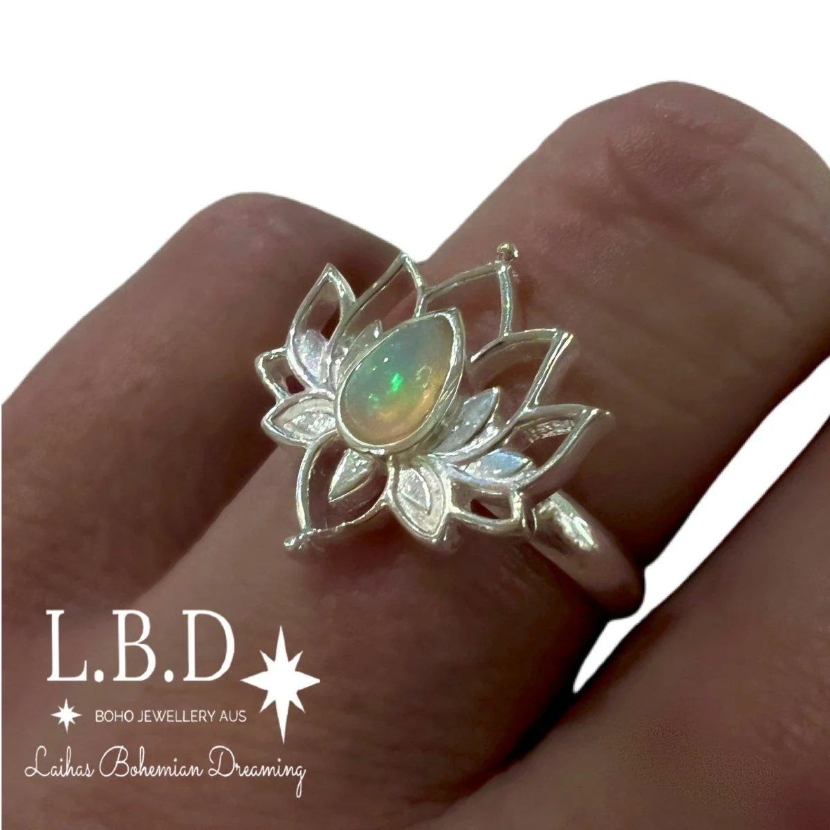 Laihas Opulent Lotus Flower Opal Ring