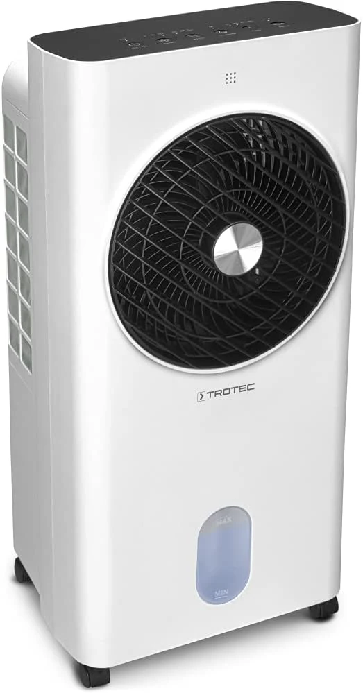 TROTEC Aircooler PAE 31 mobil léghűtő, 3 az 1-ben léghűtő, párásító és ventilátor, 6 l-es tartály, 1,1 l/h párologtatási teljesítmény, 3 ventilátorfokozat, időzítő, éjszakai üzemmód